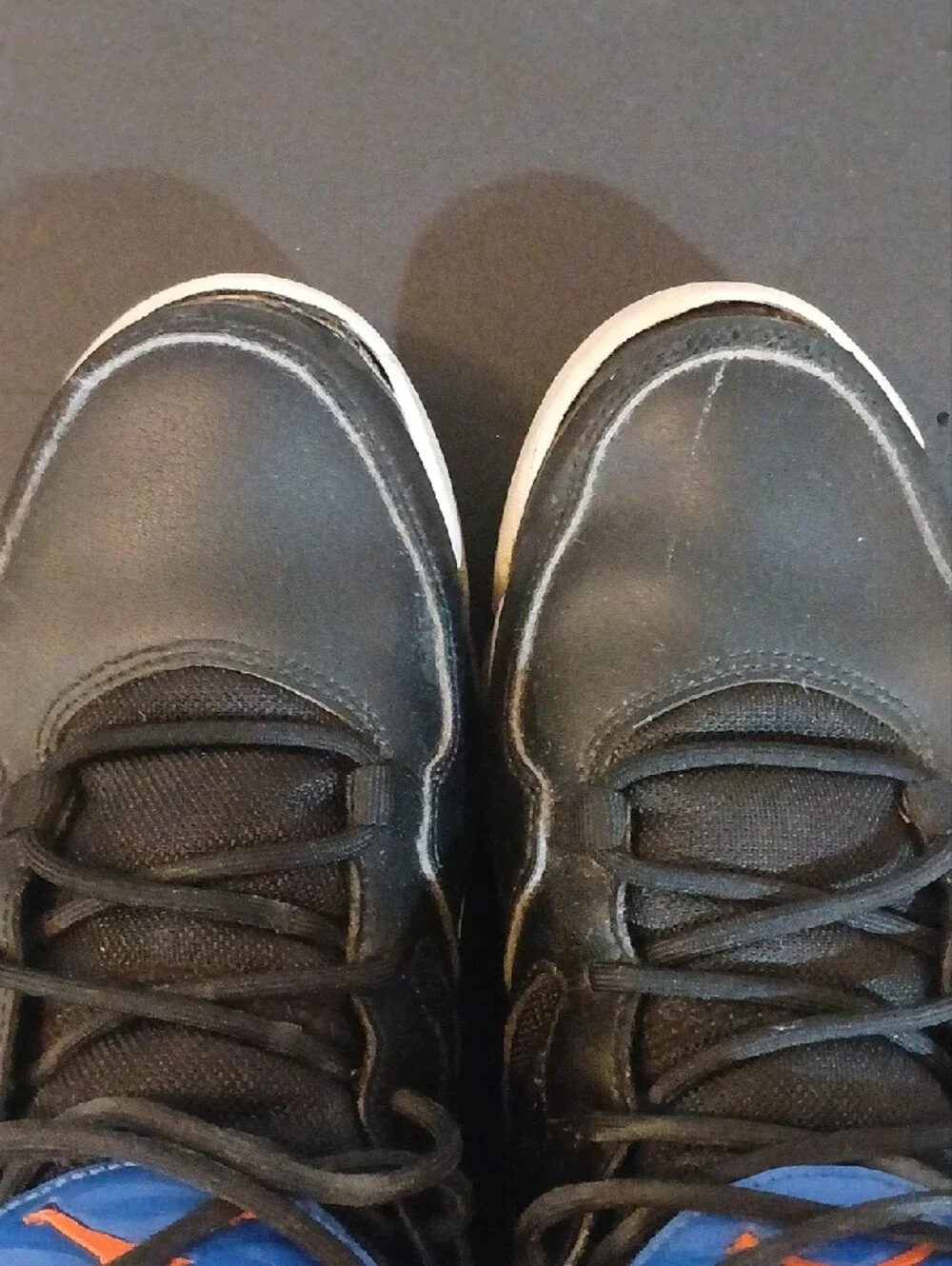 Jordan Men's Black and Blue High-Top Sneakers with Orange Jumpman